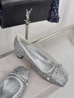 Jimmy Choo Classic Bow Pearl Block-Heel Ballet Flats - Image 2