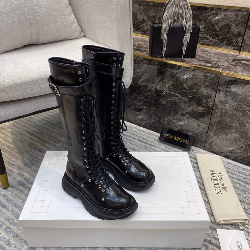 4 Alexander McQueen Black Studded Knee-High Boots - Image 1