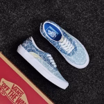 Vans Denim Blue and White Paisley Canvas Shoes - Image 4