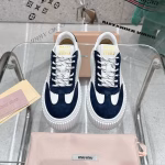 Miu Miu New American Retro Style Lace-Up Distressed Sneakers