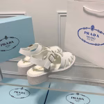 Prada Platform Wedge Sandals with Triangle Buckle - Image 3