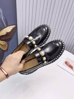 Stuart Weitzman Elegant Pearl-Embellished Buckle British-Style Fringed Leather Shoes - Image 2