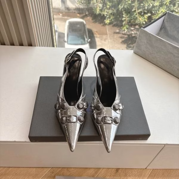 4 BALENCIAGA 2025 Spring/Summer New Curved-Heel Arch High-Heel Pumps & Sandals - Image 1