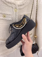 Chanel 2022 New Spring-Summer Collection: Retro Chain Platform Chunky Leather Shoes - Image 3