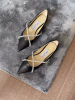 Original Stock Jimmy Choo Full-Grain Crystal Sheepskin Flat Shoes - Image 2