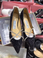 Original Stock Jimmy Choo Full-Grain Crystal Sheepskin Flat Shoes - Image 5