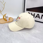 LV Louis Vuitton Embroidered Baseball Cap (Beige) - Image 3