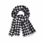Chanel Gray-White Plaid Cashmere Scarf - Image 2