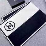 CHANEL Black-White Symmetric Double-Sided Large Shawl
