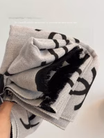 Chanel Gift Box Edition Black-White Double-Sided Cashmere Scarf - Image 4