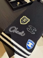 Chanel 2024 Autumn/Winter New College-Style Embroidered Badge Cashmere Knit Scarf - Image 2