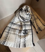 Chanel Classic "Chanel Style" Black-and-White Checkered Scarf - Image 6