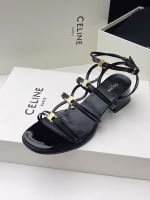 CELINE Mid-Thick Heel Cutout Gladiator Sandals - Image 2