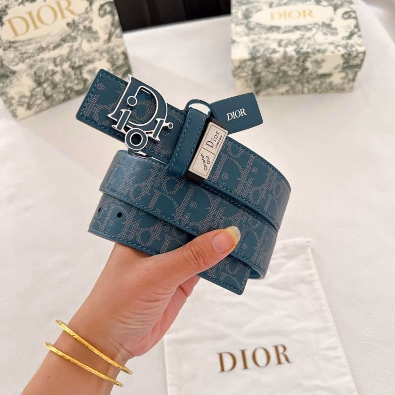 4 Dior 2022 Latest Military Green Enamel Belt with Steel Buckle - Image 1