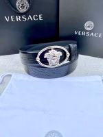 Versace Belt with Crocodile Pattern Leather Backing and Medusa Head Buckle - Image 2