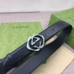 Gucci Original Top-Grain Cowhide Belt with Small Punching and Embossed G Pattern - Image 4