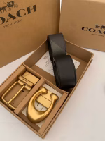 Coach Camouflage Patchwork Black Belt with Gilded Buckle for Men - Image 5