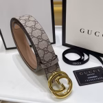 Gucci Men's Classic Full Leather Brown Embossed Belt - Image 6