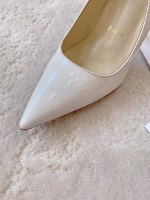 Christian Louboutin Silk Crystal Lipstick White High-Heel Pumps - Image 5
