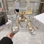 Dior 2025 Spring/Summer New Silk Studded Open-Toe High-Heeled Sandals - Image 10