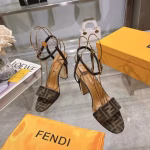 FENDI Delfina Strappy Metallic-Heel High-Heel Sandals - Image 9