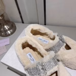 JIMMY CHOO Rabbit Fur Embellished Rhinestone Flat Ballet Shoes - Image 8