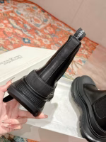 Alexander McQueen Couple's Leather Zip-Up Casual Ankle Boots - Image 4