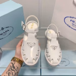 Prada Platform Wedge Sandals with Triangle Buckle - Image 2