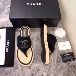 Chanel 2022 Spring-Summer New Double C Jute Rope Fisherman Thong Sandals - Image 3