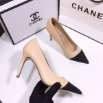 Chanel Beige Sheepskin Pattern Paneled Classic Color-Matching Versatile High-Heeled Shoes - Image 7