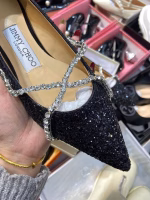 Original Stock Jimmy Choo Full-Grain Crystal Sheepskin Flat Shoes - Image 4