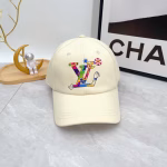 LV Louis Vuitton Embroidered Baseball Cap (Beige) - Image 2