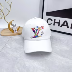 LV Louis Vuitton Embroidered Baseball Cap (White) - Image 2