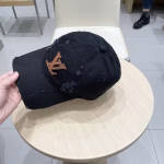 LV High-Quality Distressed Denim Visor Baseball Cap - Image 5