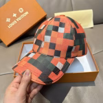 LV High-Quality Colorful Checkerboard Baseball Cap