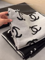 Chanel Gift Box Edition Black-White Double-Sided Cashmere Scarf - Image 3