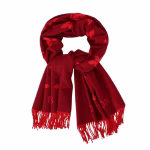 LV Louis Vuitton Red Double-Sided Pure Cashmere Fringed Scarf - Image 7