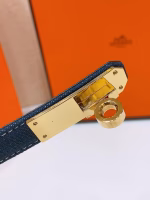 Hermès Kelly Calfskin and Denim Patchwork Belt - Image 7