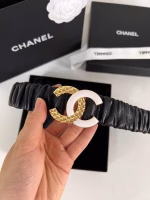 2022 Early Spring Runway Collection Chanel Women's Belt with Pleated Design and Versatile Double C-Logo - Image 8