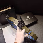 Versace Men's Double-Sided Belt with Printed Design and Medusa Hardware Buckle - Image 6