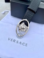 Versace Belt with Crocodile Pattern Leather Backing and Medusa Head Buckle - Image 5