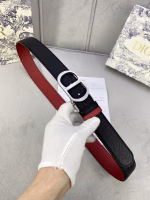 Dior Grained Calfskin Leather Belt with Cut-Out "CD" Buckle - Image 9