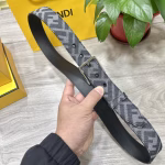 FENDI FF Pattern Fabric Single-loop Belt - Image 6