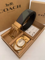 Coach Camouflage Patchwork Black Belt with Gilded Buckle for Men - Image 3