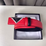 Prada Top-Grain Cowhide Belt with Triangular Logo Buckle - Image 5