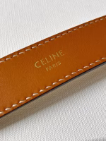 Celine Women's Belt with Beige Woven Surface and Brown Leather - Image 6