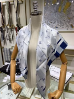 New Chanel original single striped silk square scarf - Image 4