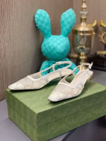 Gucci 2022 Spring/Summer New Style: Mesh Sandals with Rhinestones, Genuine Leather Sole & Small Square Toe - Image 6