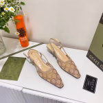 GUCCI Original 2022 New VINTAGE Series Vintage Canvas Rhinestone-Embellished Sandals