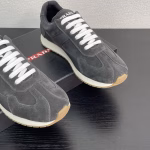 PRADA Men's New Suede Calfskin Enamel Logo Platform Sneakers - Image 5